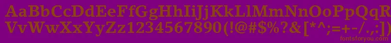 LinoletterstdBold-Schriftart – Braune Schriften auf violettem Hintergrund