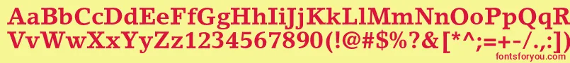 フォントLinoletterstdBold – 赤い文字の黄色い背景