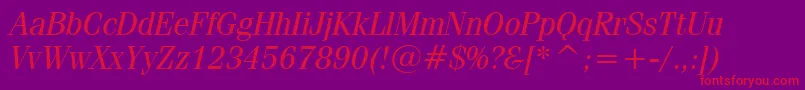 フォントFeniceRegularItalicBt – 紫の背景に赤い文字
