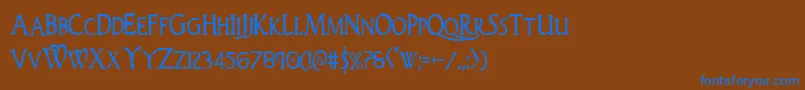 Woodgodcond Font – Blue Fonts on Brown Background