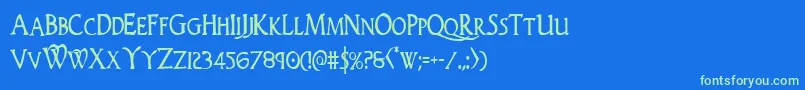 Woodgodcond Font – Green Fonts on Blue Background