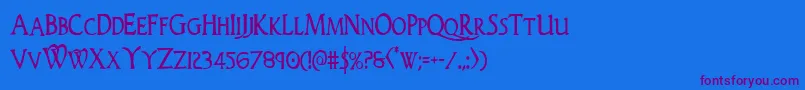 Woodgodcond Font – Purple Fonts on Blue Background