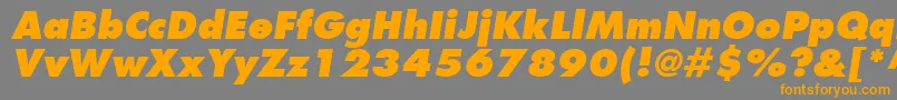 フォントFuturaLtExtraBoldOblique – オレンジの文字は灰色の背景にあります。