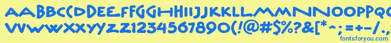 フォントUnderscriptitcTt – 青い文字が黄色の背景にあります。