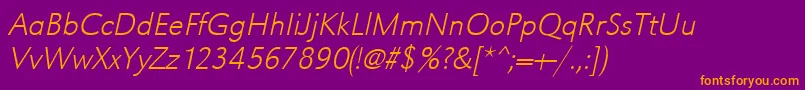 UrwgrotesktextligOblique Font – Orange Fonts on Purple Background