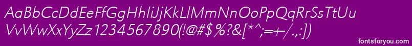 UrwgrotesktextligOblique Font – White Fonts on Purple Background