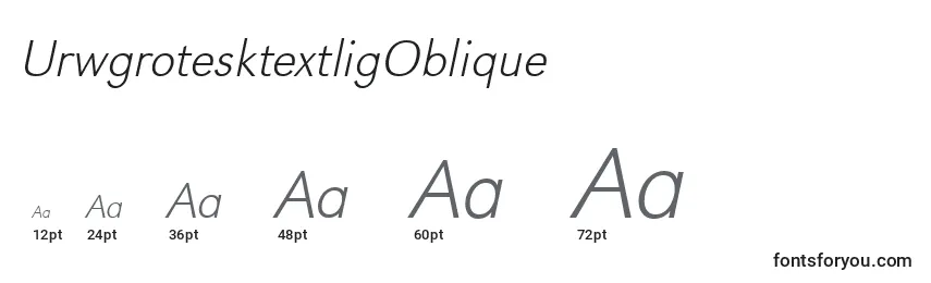 Размеры шрифта UrwgrotesktextligOblique