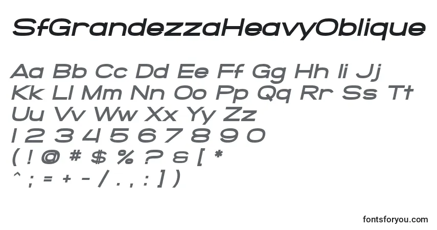 A fonte SfGrandezzaHeavyOblique – alfabeto, números, caracteres especiais