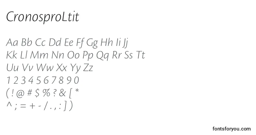 Czcionka CronosproLtit – alfabet, cyfry, specjalne znaki