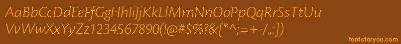 CronosproLtit-Schriftart – Orangefarbene Schriften auf braunem Hintergrund
