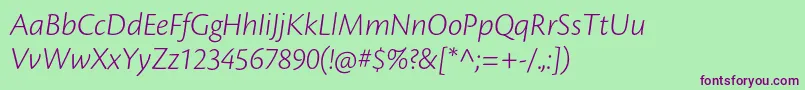 CronosproLtit Font – Purple Fonts on Green Background