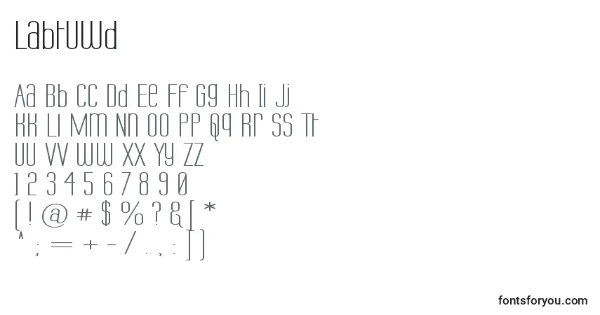 Czcionka Labtuwd – alfabet, cyfry, specjalne znaki