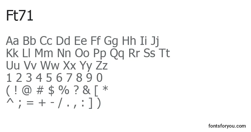 Czcionka Ft71 – alfabet, cyfry, specjalne znaki
