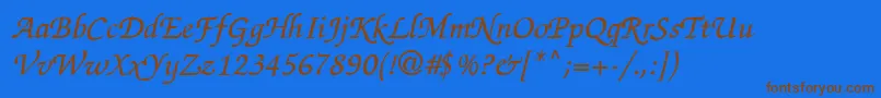 Thahuong1.1 Font – Brown Fonts on Blue Background