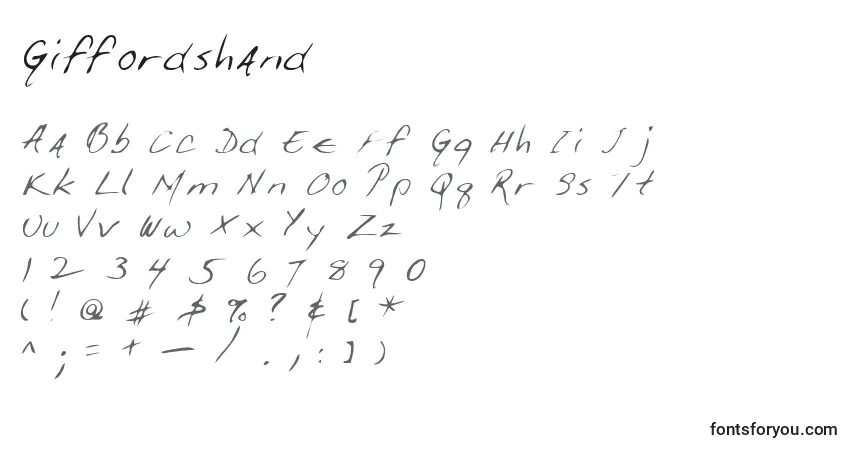 Czcionka Giffordshand – alfabet, cyfry, specjalne znaki