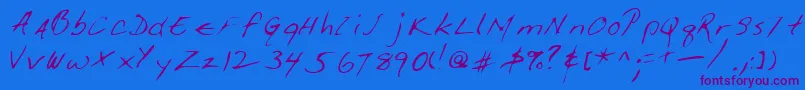 Giffordshand Font – Purple Fonts on Blue Background