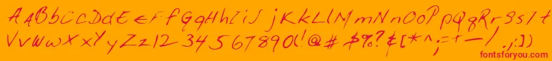 フォントGiffordshand – オレンジの背景に赤い文字