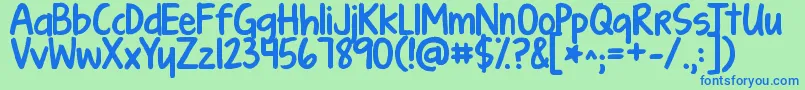 Шрифт Kgturningtables – синие шрифты на зелёном фоне