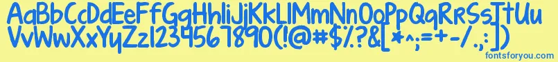 Kgturningtables Font – Blue Fonts on Yellow Background