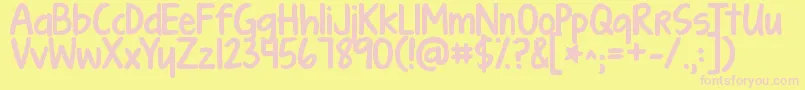 フォントKgturningtables – ピンクのフォント、黄色の背景