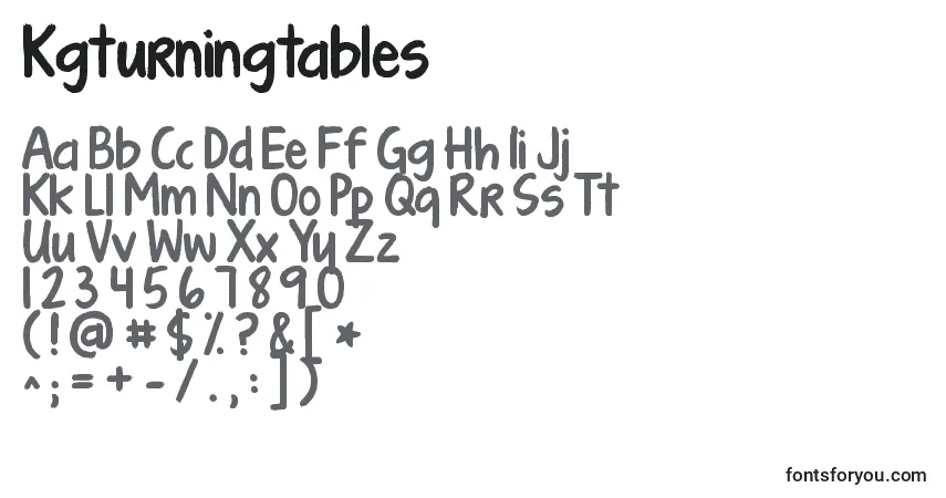 characters of kgturningtables font, letter of kgturningtables font, alphabet of  kgturningtables font
