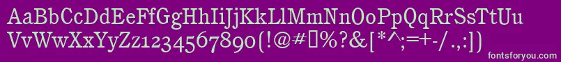 Шрифт CalgaryOsfBook – зелёные шрифты на фиолетовом фоне