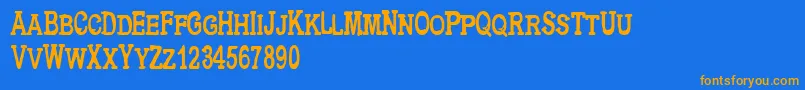 Weitere Informationen zur Cfmetropolisserif-Schriftart Cfmetropolisserif-Schriftart – Orangefarbene Schriften auf blauem Hintergrund