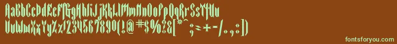 Sarcophagus2-Schriftart – Grüne Schriften auf braunem Hintergrund