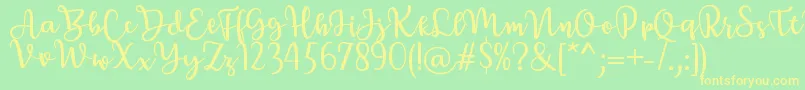 BreettyRegular Font – Yellow Fonts on Green Background