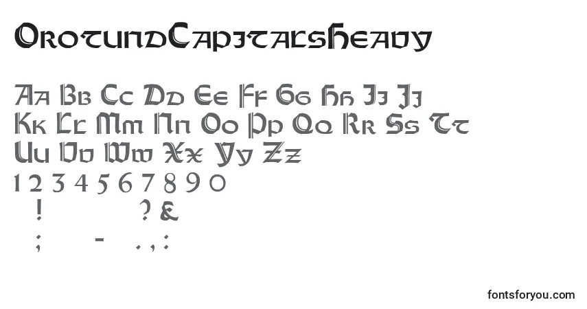 A fonte OrotundCapitalsHeavy – alfabeto, números, caracteres especiais