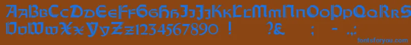 Шрифт OrotundCapitalsHeavy – синие шрифты на коричневом фоне