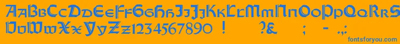 OrotundCapitalsHeavy Font – Blue Fonts on Orange Background