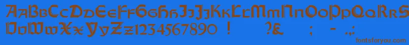 Czcionka OrotundCapitalsHeavy – brązowe czcionki na niebieskim tle