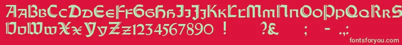 フォントOrotundCapitalsHeavy – 赤い背景に緑の文字