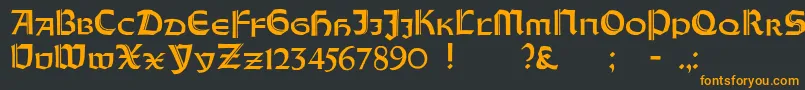 フォントOrotundCapitalsHeavy – 黒い背景にオレンジの文字