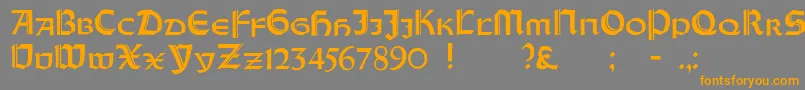 フォントOrotundCapitalsHeavy – オレンジの文字は灰色の背景にあります。