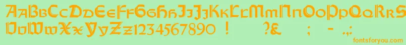 OrotundCapitalsHeavy Font – Orange Fonts on Green Background