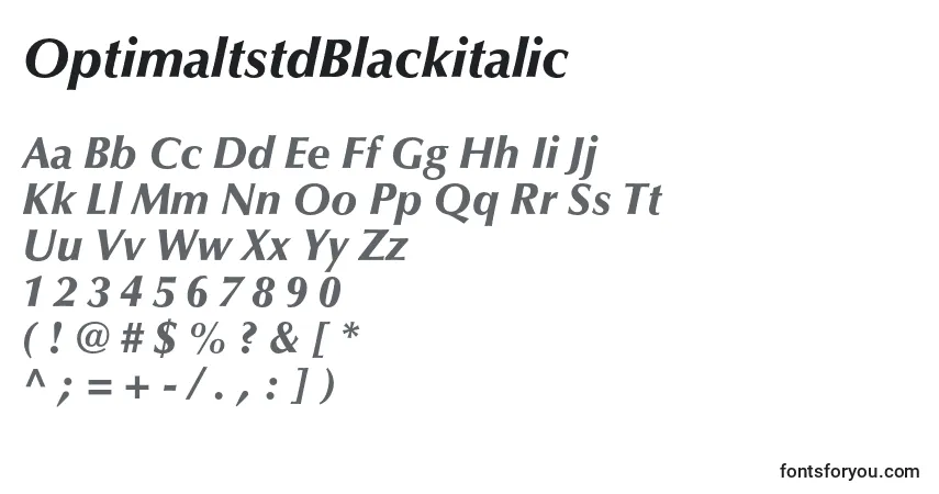 OptimaltstdBlackitalic-fontti – aakkoset, numerot, erikoismerkit