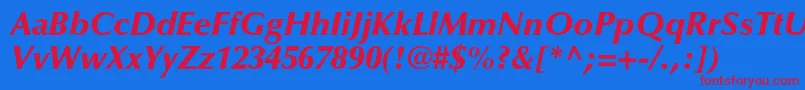 OptimaltstdBlackitalic Font – Red Fonts on Blue Background