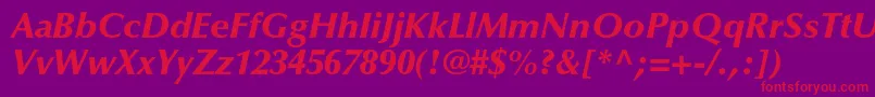 OptimaltstdBlackitalic Font – Red Fonts on Purple Background