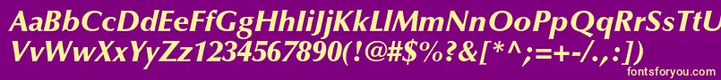 OptimaltstdBlackitalic Font – Yellow Fonts on Purple Background