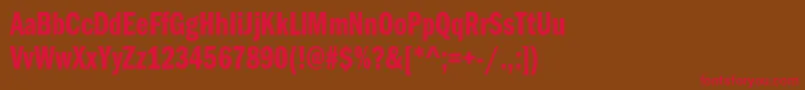 フォントItcfranklingothicstdDmcp – 赤い文字が茶色の背景にあります。