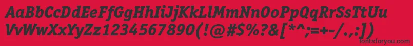 OfficinaserifextraboldcItalic Font – Black Fonts on Red Background