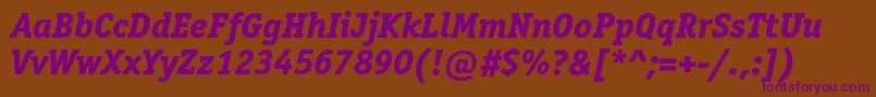 OfficinaserifextraboldcItalic Font – Purple Fonts on Brown Background