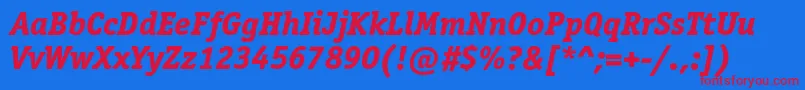 OfficinaserifextraboldcItalic Font – Red Fonts on Blue Background