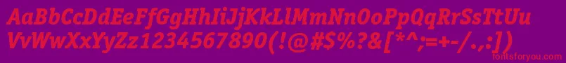 OfficinaserifextraboldcItalic Font – Red Fonts on Purple Background