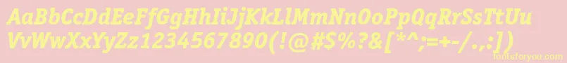 OfficinaserifextraboldcItalic Font – Yellow Fonts on Pink Background