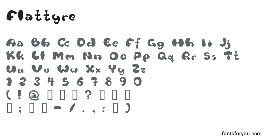 Schriftart Flattyre – Alphabet, Zahlen, spezielle Symbole