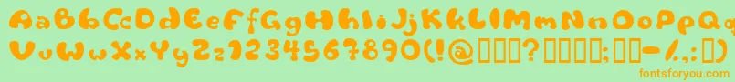 Flattyre-Schriftart – Orangefarbene Schriften auf grünem Hintergrund