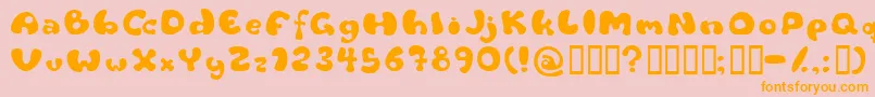 フォントFlattyre – オレンジの文字がピンクの背景にあります。